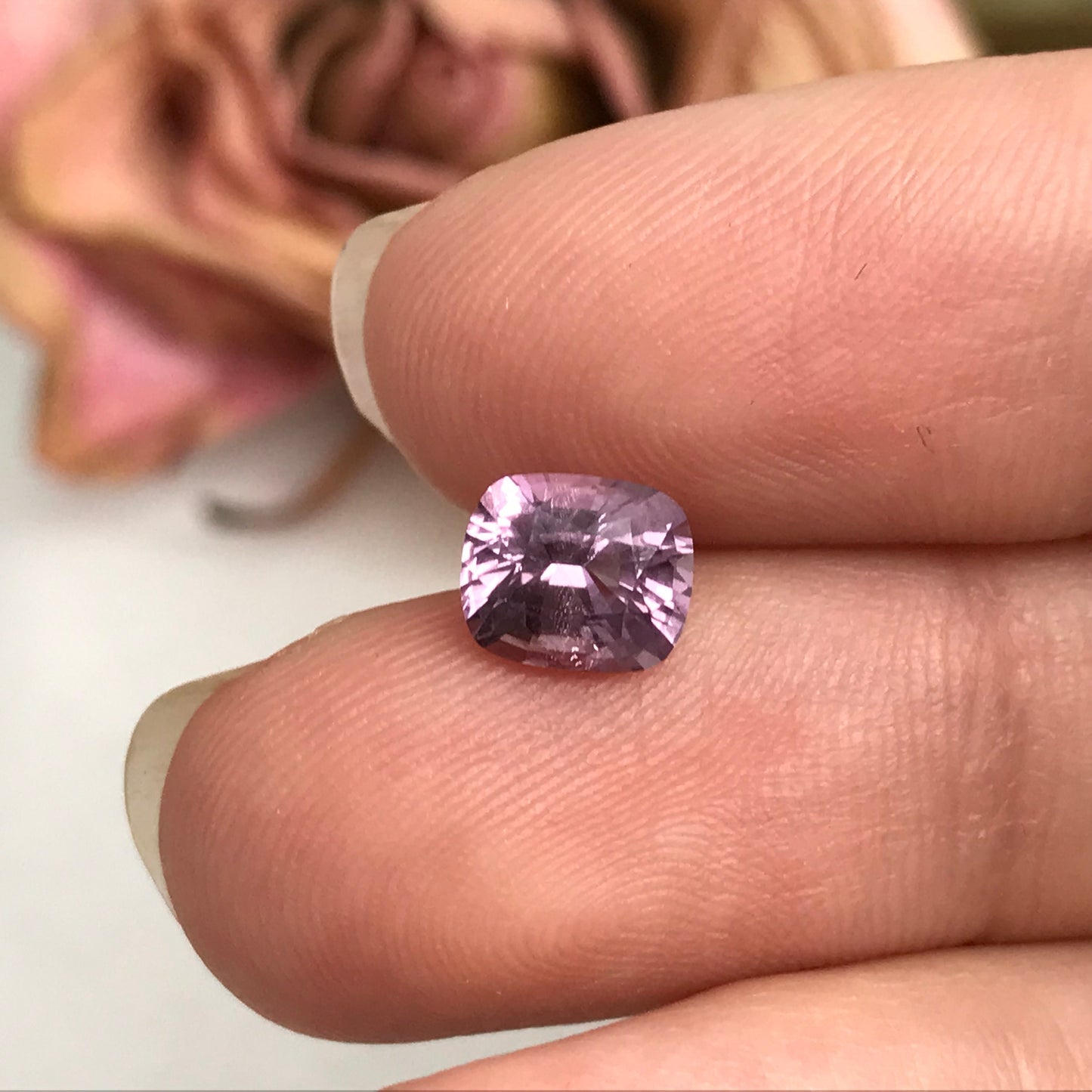 1.56 Carat Natural Purple Spinel 7x6mm Cushion Cut, Faceted Loose Natural Spinel