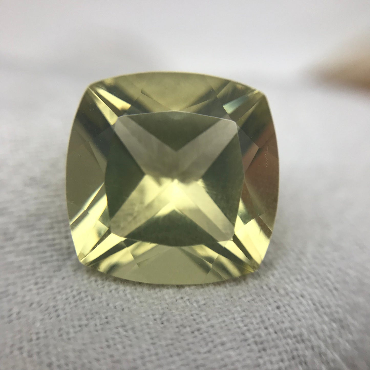 10.53 carat Yellow Citrine 14mm Cushion Cut, Faceted Loose Quartz