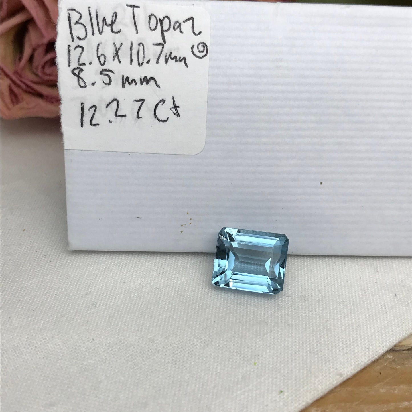 12.27 carat Light Blue Topaz, 12.6x10.7mm Faceted Gemstone, Recycled Gems
