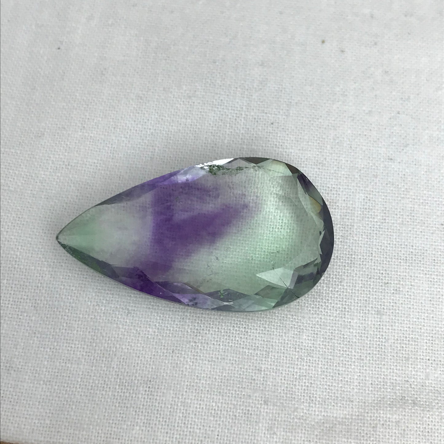 Purple & Green Fluorite 36.7x21mm Cut 51 Carat, Faceted Loose Bi-Color Fuorite