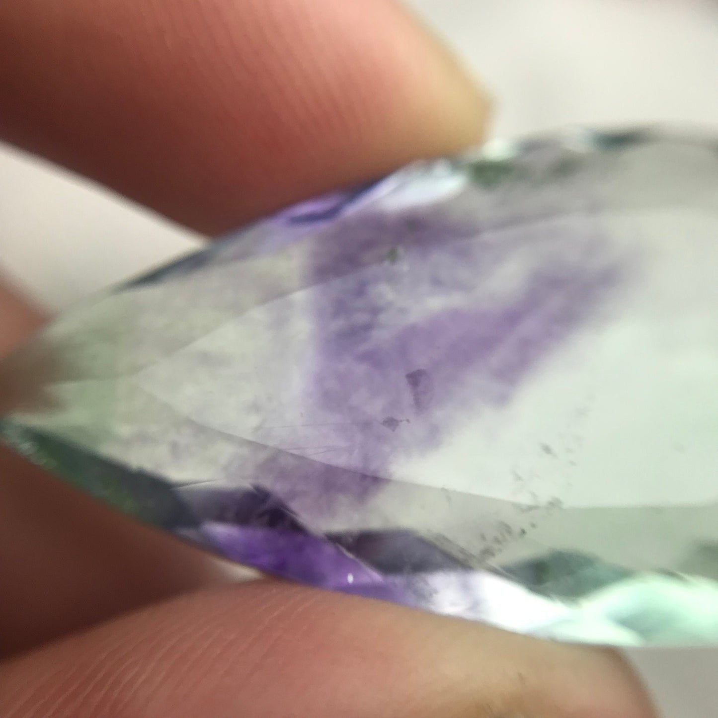 Purple & Green Fluorite 36.7x21mm Cut 51 Carat, Faceted Loose Bi-Color Fuorite