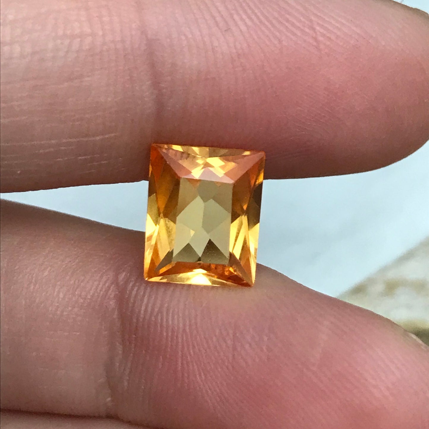 10x8mm Orange Lab Sapphire 3.79 Carat Rectangle Cut