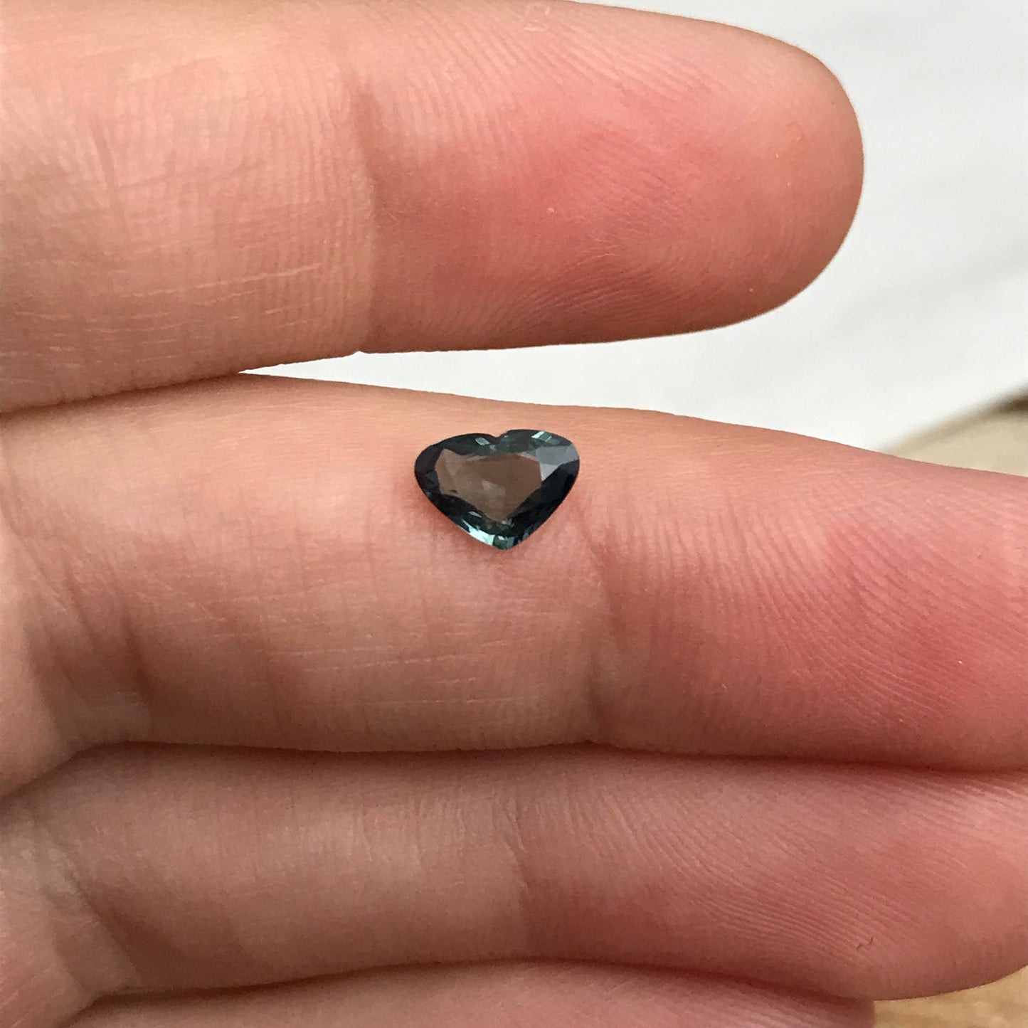 0.61 Ct Natural Blue-Green Sapphire 6.7x4.8mm, Wide Heart Cut Gem, Faceted Loose Gemstone, Heated Sapphire