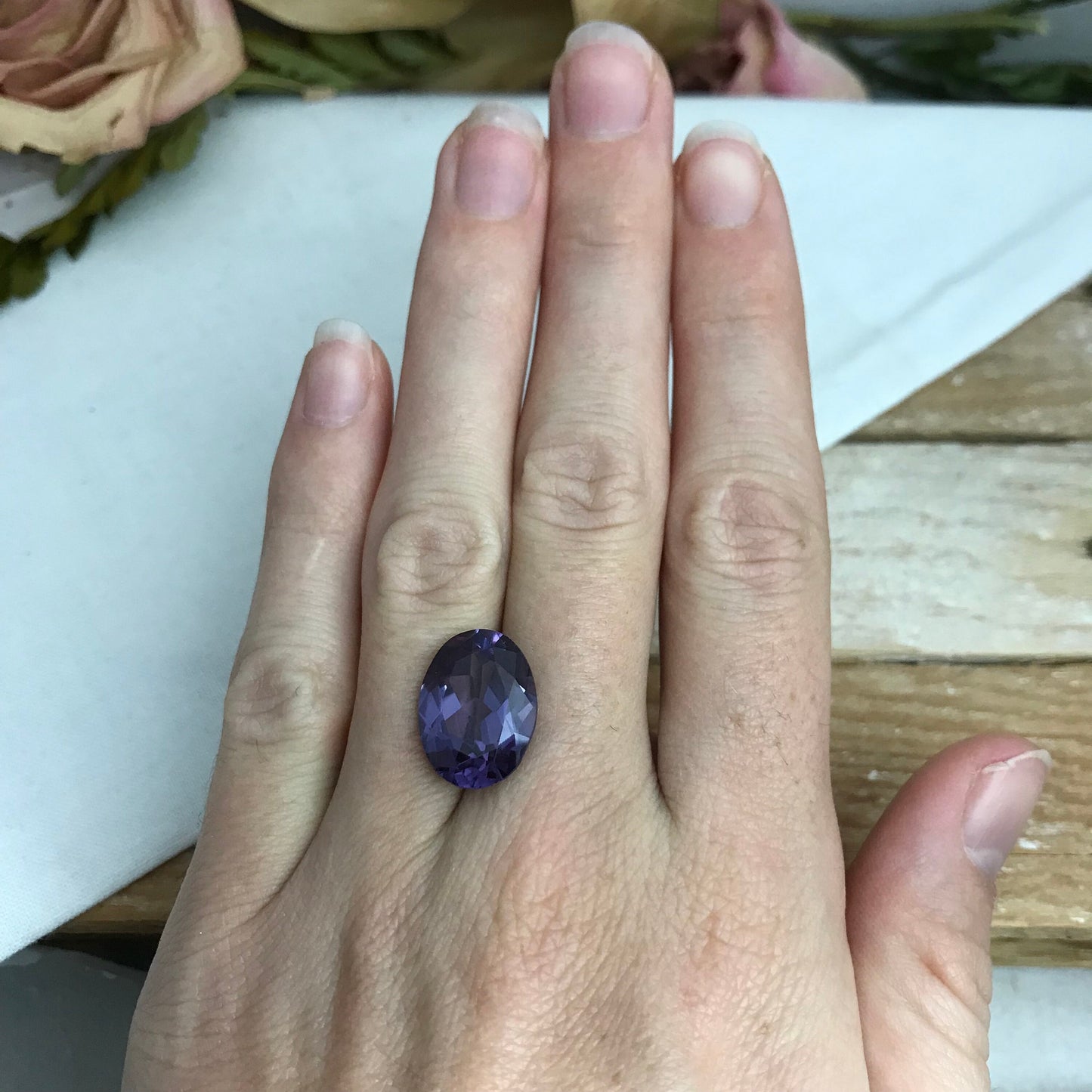 16x12mm Lab Created Purple Sapphire Oval Cut 11.40 Carat, Faceted Lab Grown Corundum- Alexandrite Replacement