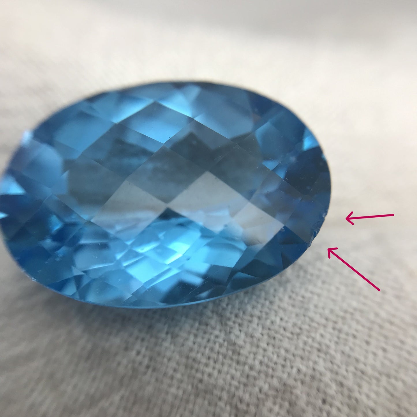 13 Carat Blue Topaz with Chips, 18x13mm Oval Worn Faceted Discount Gemstone, Reclaimed/Recycled Imperfect Gem