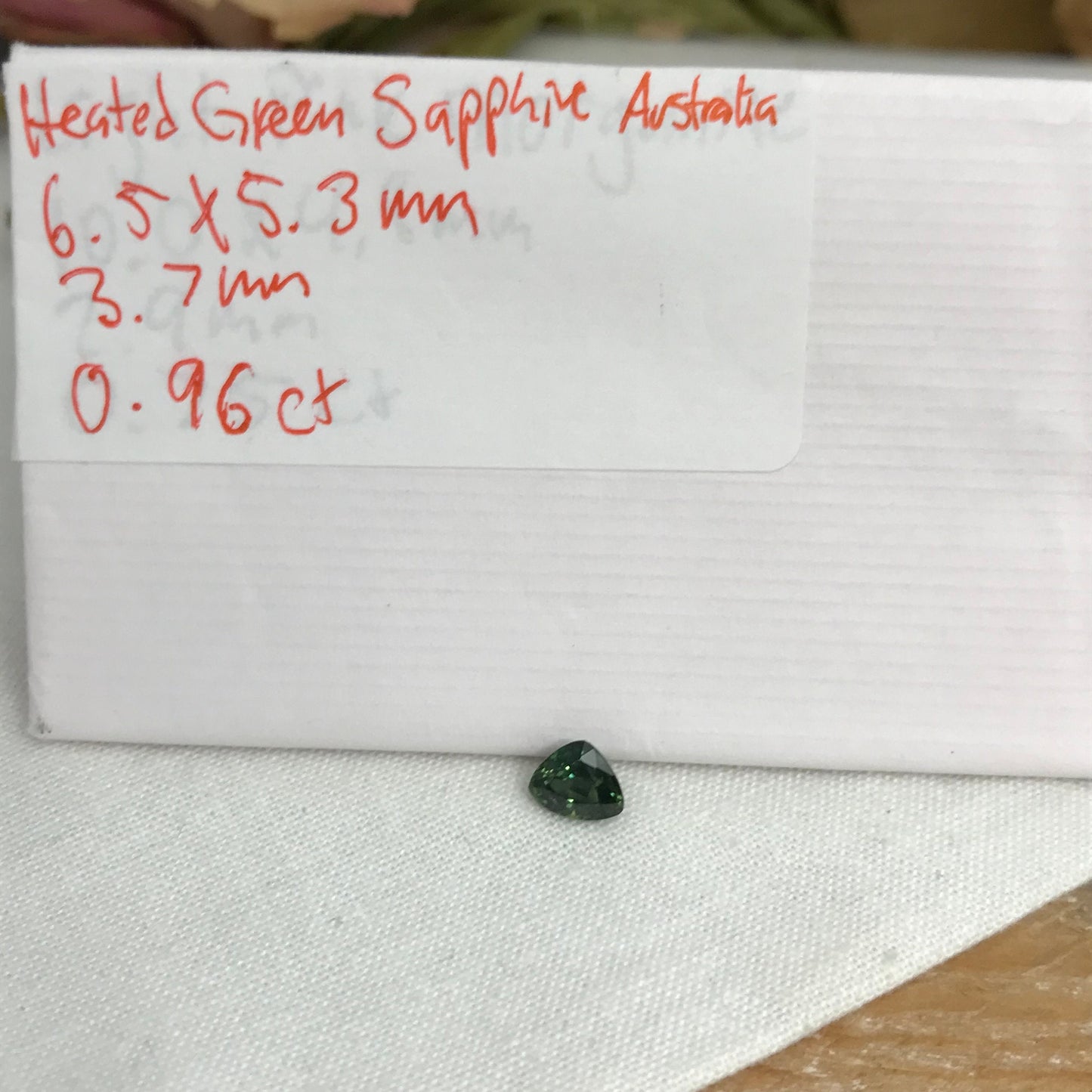 0.96 Carat Natural Green Sapphire 6.5x5.3 mm Gemstone Trillion Cut Corundum Gem Faceted Loose Sapphire