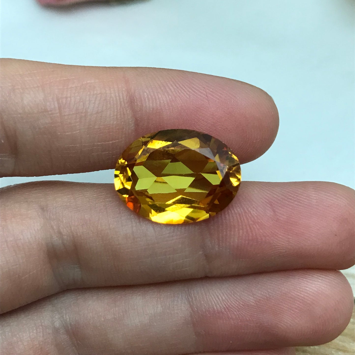 Large Orange Yellow Lab Sapphire 18.65 Carat, 18.7x13.9mm Oval Cut, 19x14mm Faceted Loose Gemstone