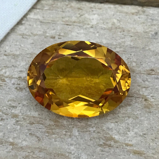 Large Orange Yellow Lab Sapphire 18.65 Carat, 18.7x13.9mm Oval Cut, 19x14mm Faceted Loose Gemstone