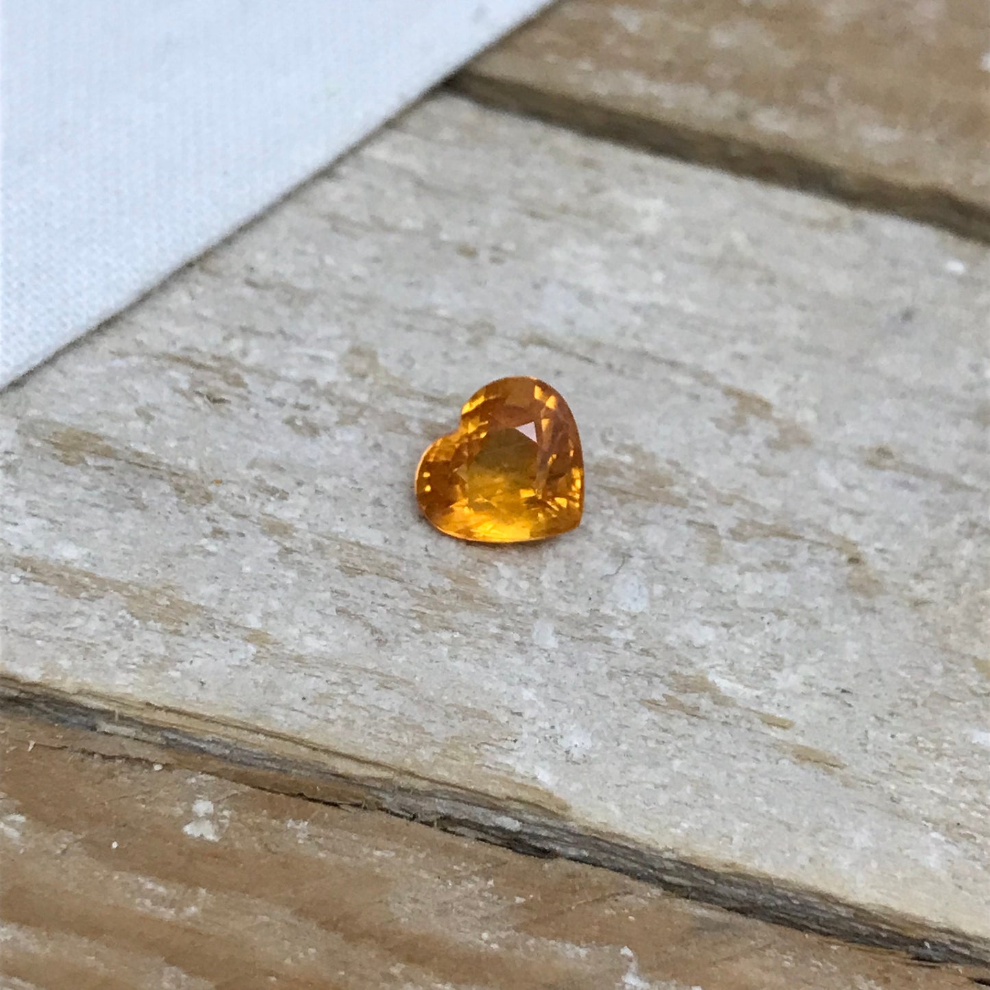1.65 Ct Orange Sapphire 7.5x6.8mm Color Treated Heart Cut Vivid Fancy Color Sapphire