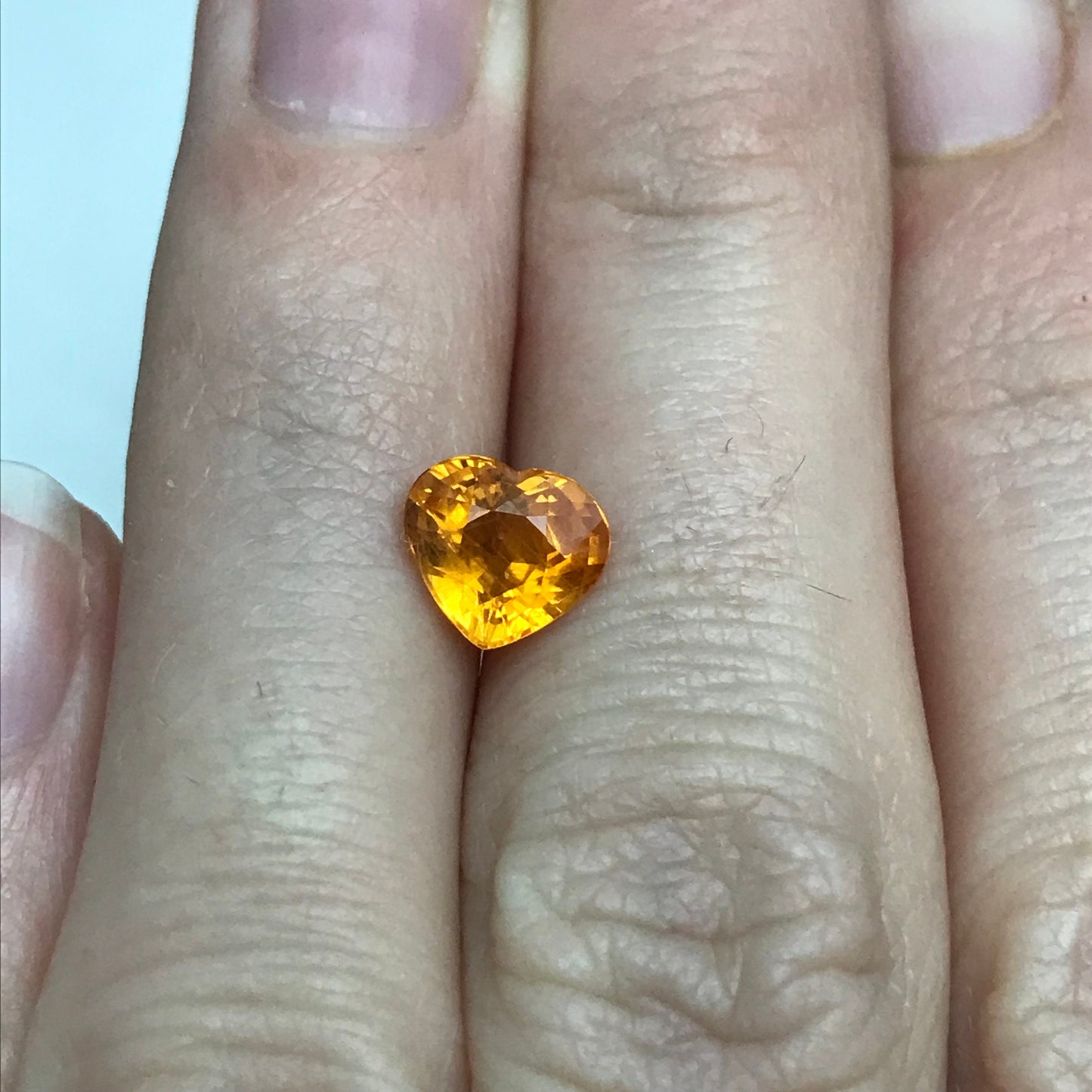 1.65 Ct Orange Sapphire 7.5x6.8mm Color Treated Heart Cut Vivid Fancy Color Sapphire