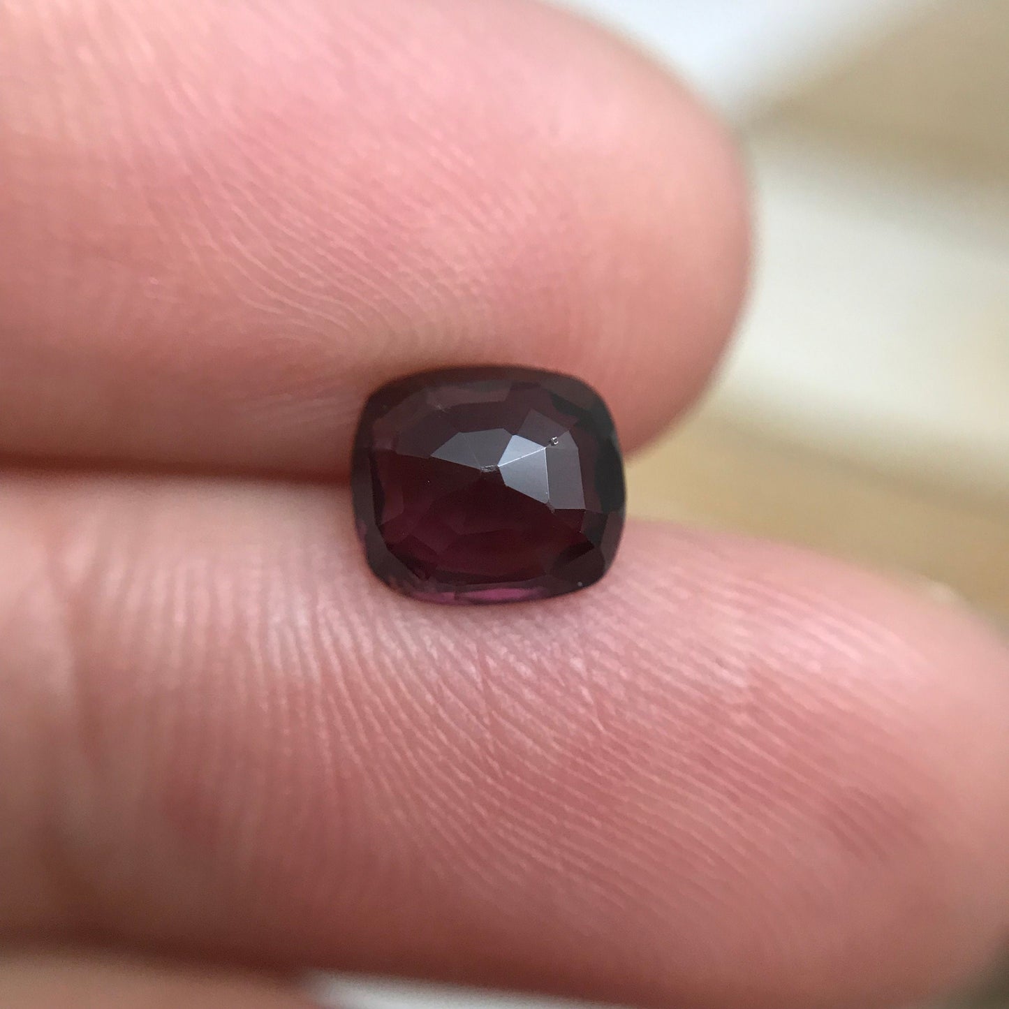 1.47 Ct Natural Purple Spinel 7.2x6.3 Cushion Cut, Faceted Loose Gemstone, Dark Reddish Purple Stone, 7x6mm
