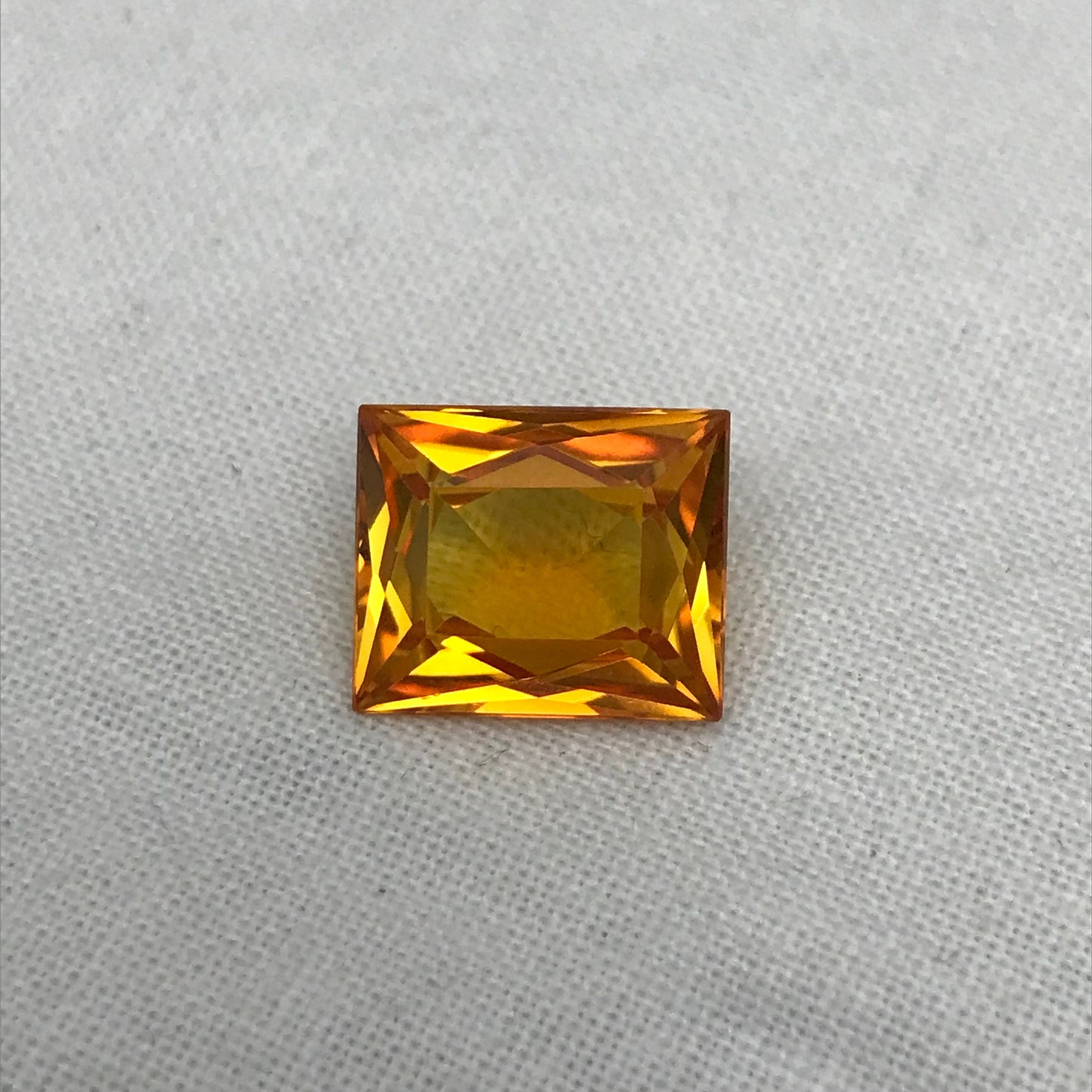 12x10mm Orange Lab Sapphire Rectangle Cut 7.75 Carat Gem Loose Gemstone, Faceted Recycled Lab Created Yellowish Orange Synthetic Corundum