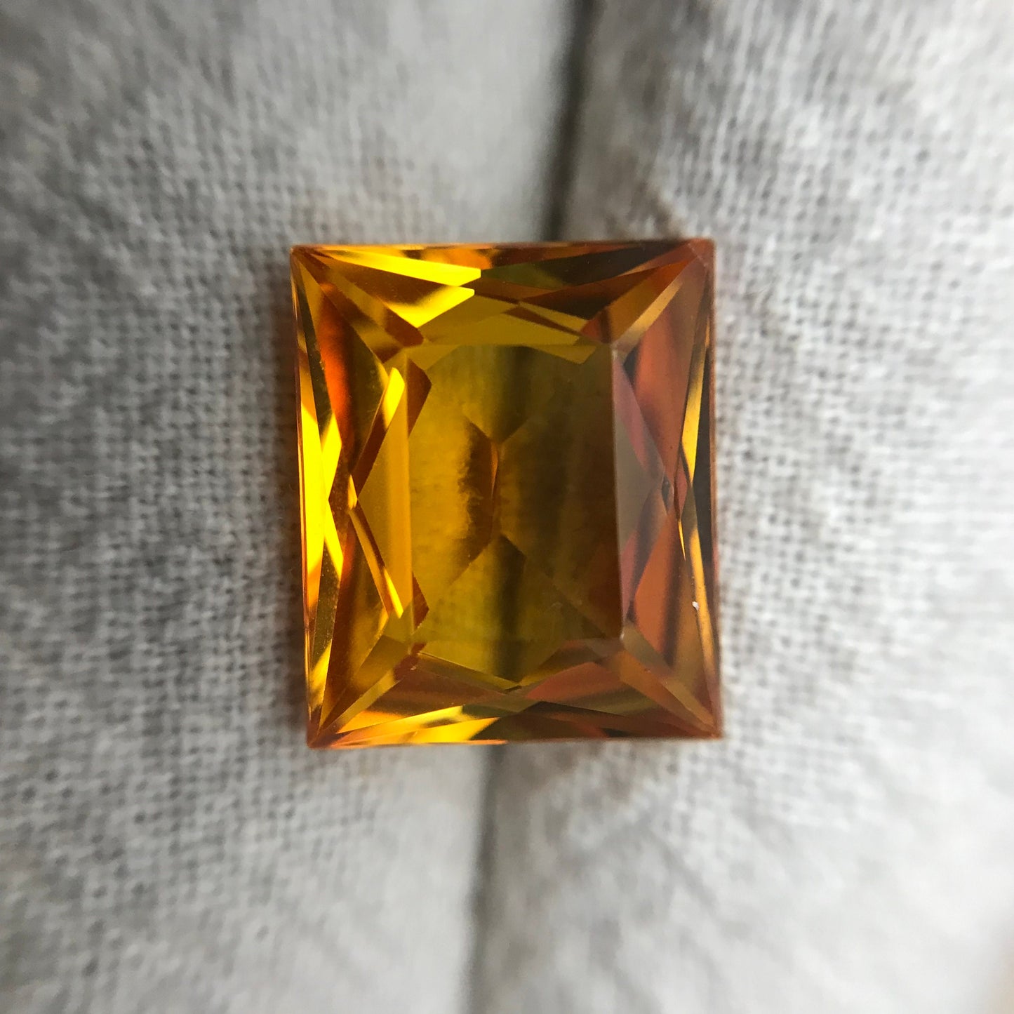 12x10mm Orange Lab Sapphire Rectangle Cut 7.75 Carat Gem Loose Gemstone, Faceted Recycled Lab Created Yellowish Orange Synthetic Corundum