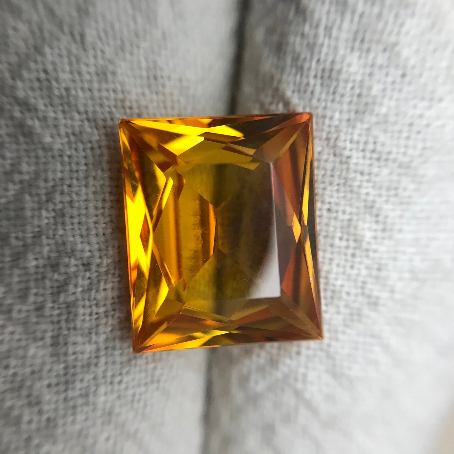 12x10mm Orange Lab Sapphire Rectangle Cut 7.75 Carat Gem Loose Gemstone, Faceted Recycled Lab Created Yellowish Orange Synthetic Corundum