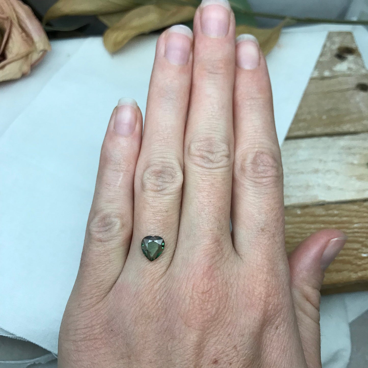 1 Ct Natural Green Sapphire 7.7x7mm, Heart Tab Cut Gem, Faceted Loose Gemstone, Heated Sapphire