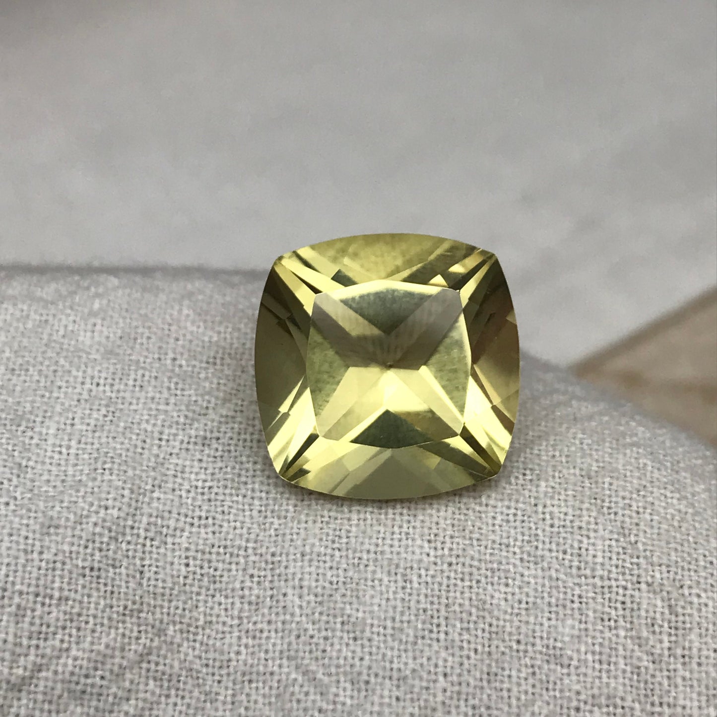 10.53 carat Yellow Citrine 14mm Cushion Cut, Faceted Loose Quartz