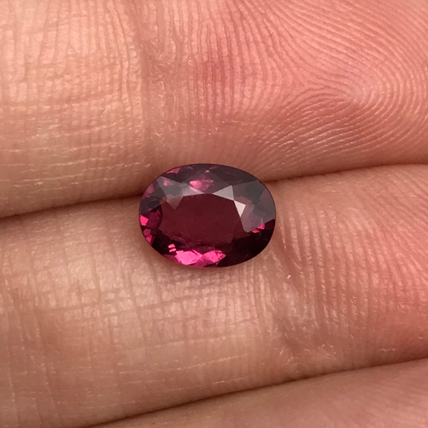 Natural Rhodolite Garnet, 1.33 carat, 7.7x5.8 Rose Red Garnet, Faceted Oval Cut Raspbery Garnet