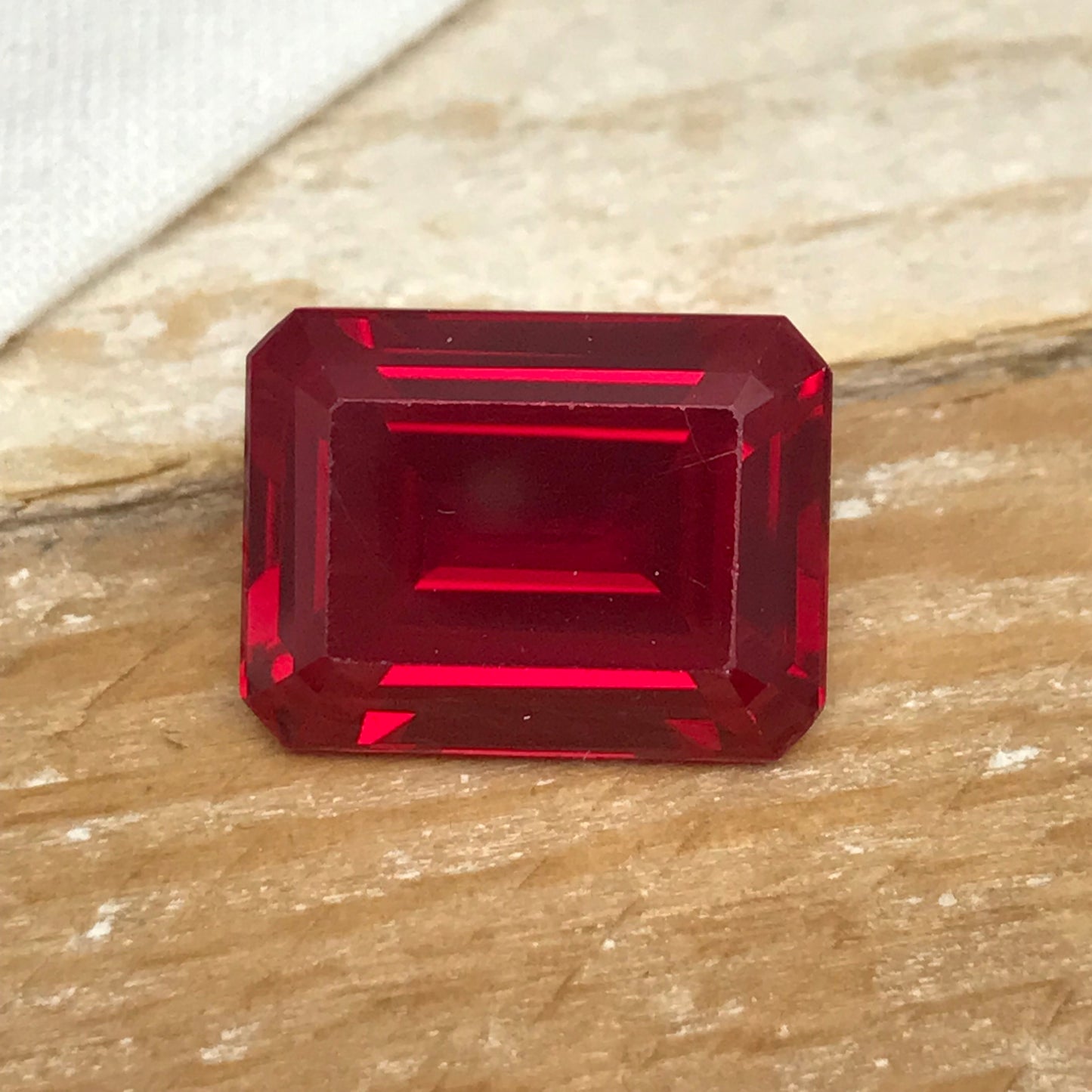 16x12mm Lab Created Ruby Emerald Cut, 15 carat Recycled Large Synthetic Gem