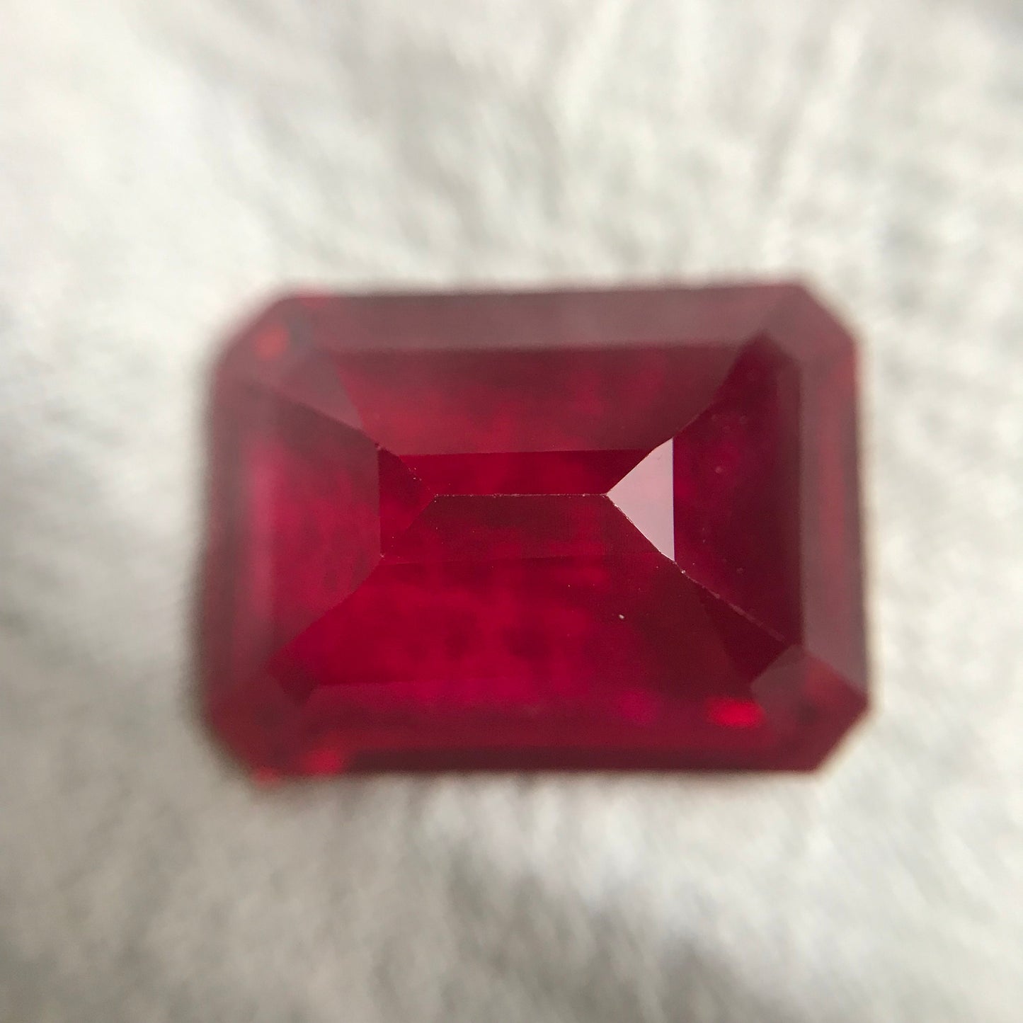16x12mm Lab Created Ruby Emerald Cut, 15 carat Recycled Large Synthetic Gem