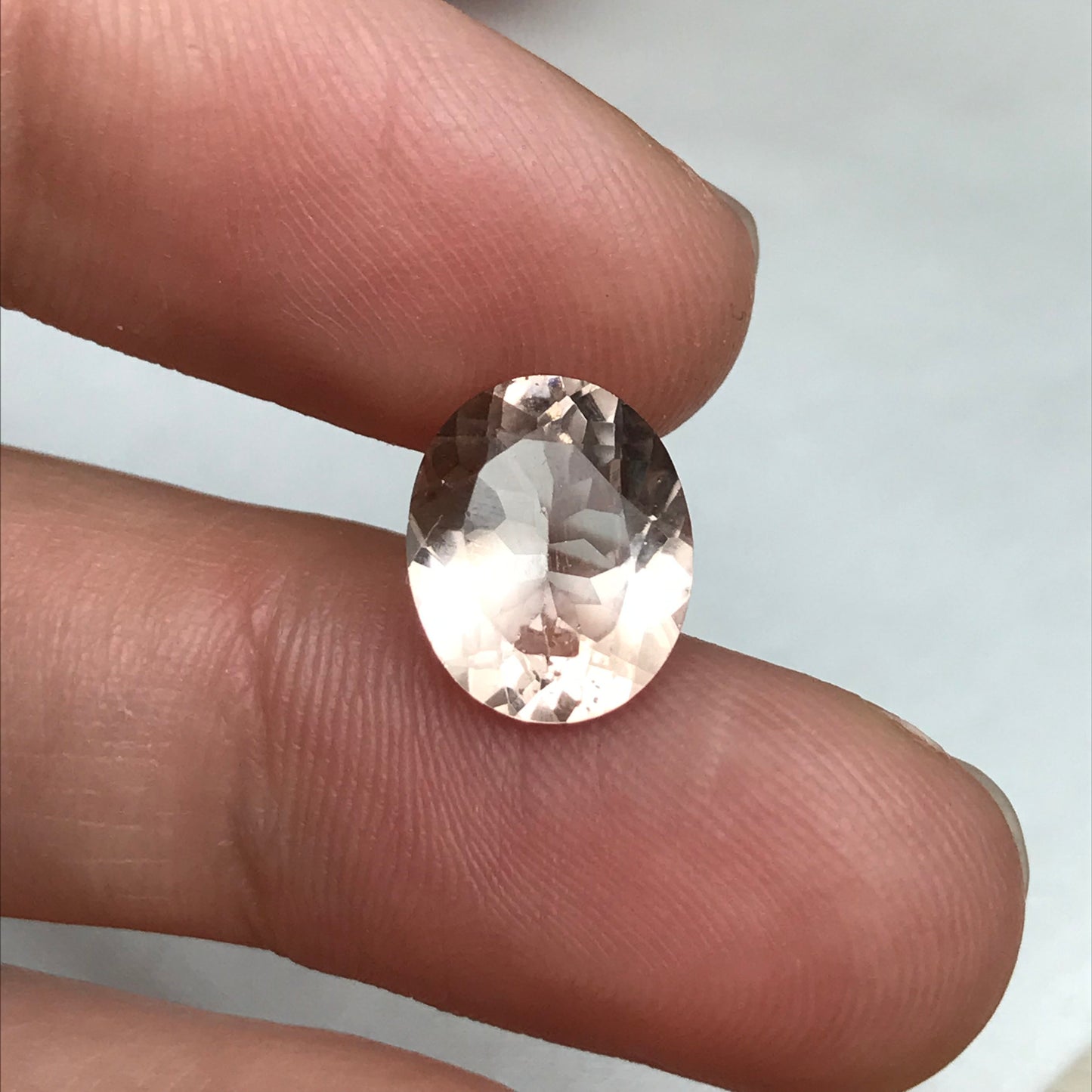 11x9mm Peach Morganite 3.22 Carat Oval Cut, Faceted Loose Gemstone
