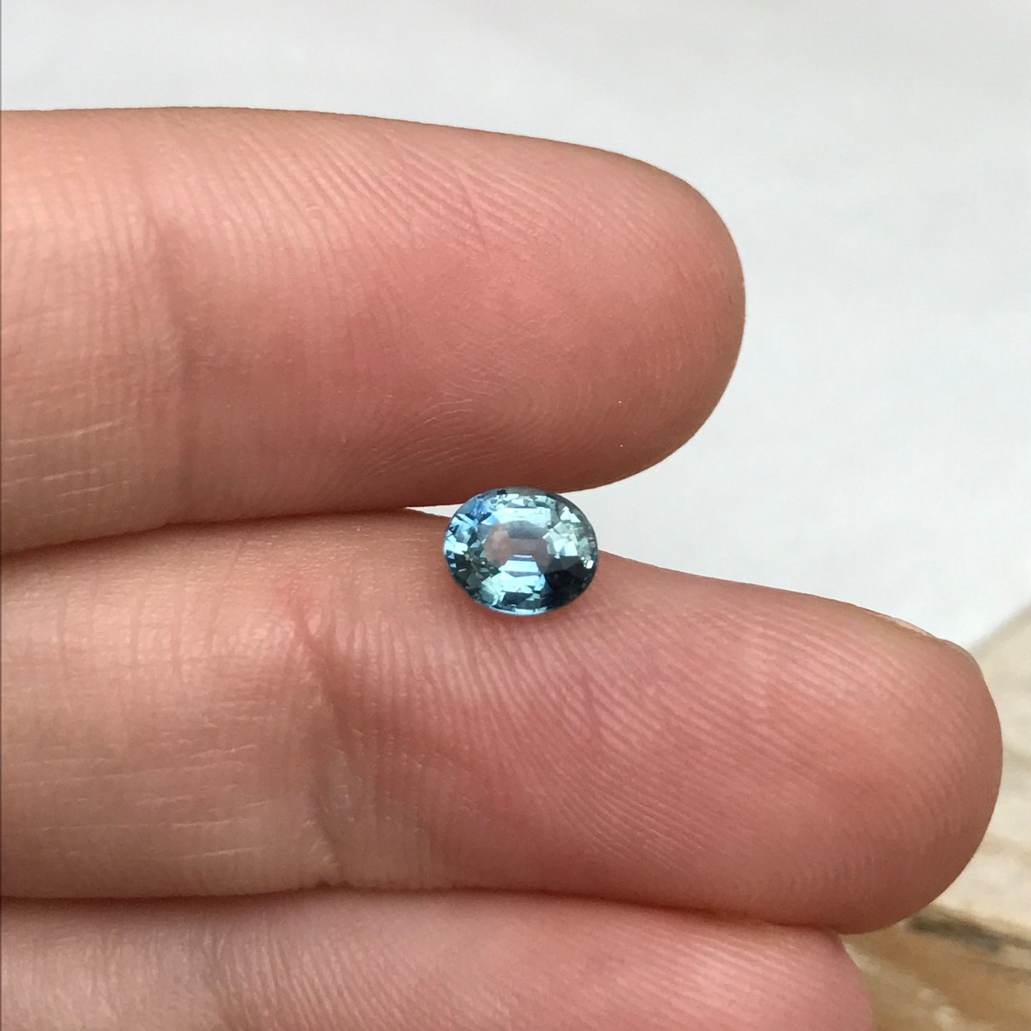 0.76 Carat Light Blue Sapphire 5.6x4.7mm Oval Cut, Heat Treated, Faceted Loose Natural Sapphire