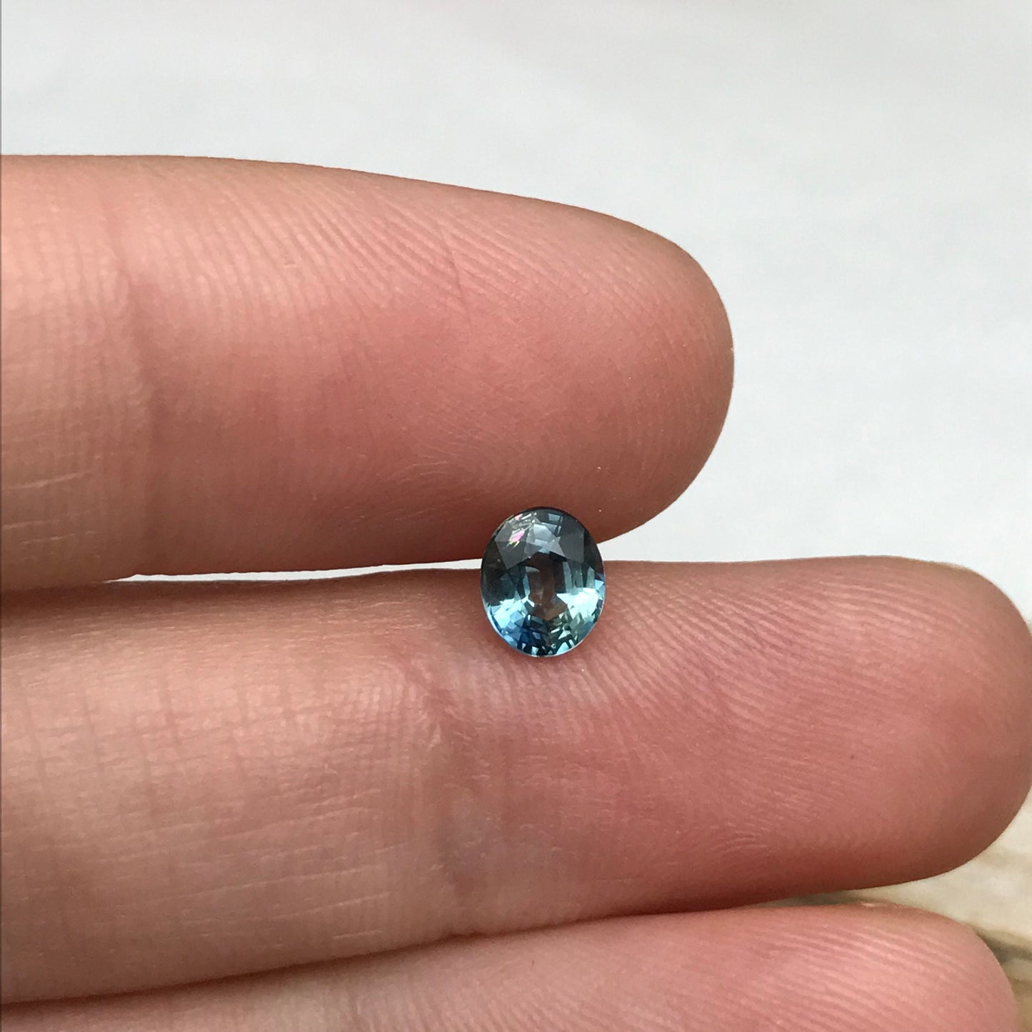 0.76 Carat Light Blue Sapphire 5.6x4.7mm Oval Cut, Heat Treated, Faceted Loose Natural Sapphire