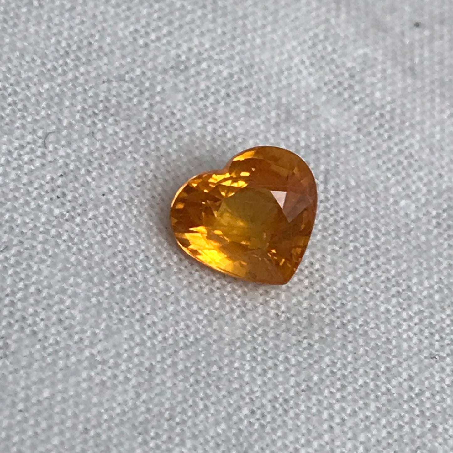 1.65 Ct Orange Sapphire 7.5x6.8mm Color Treated Heart Cut Vivid Fancy Color Sapphire
