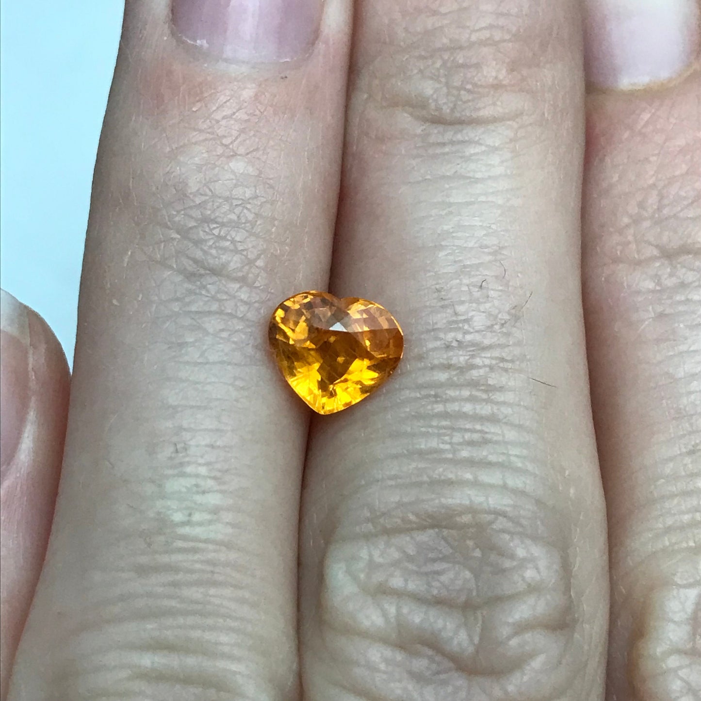1.65 Ct Orange Sapphire 7.5x6.8mm Color Treated Heart Cut Vivid Fancy Color Sapphire