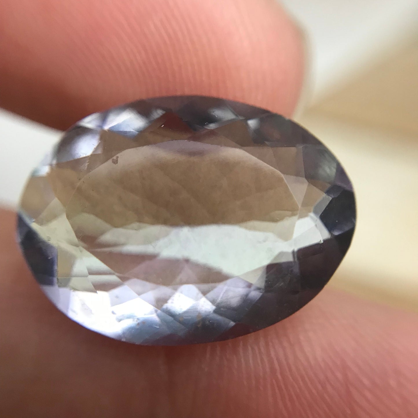 Purple Grey Fluorite 19.2x14.3mm Oval Cut 15.64 Carat, Faceted Loose Bi-Color Fluorite, 19x14mm Purple & Green