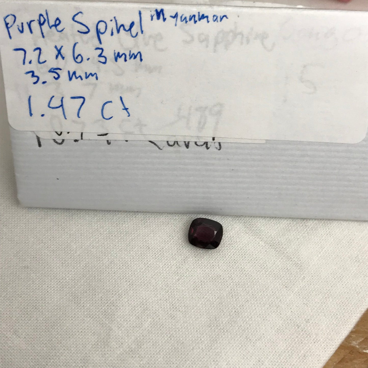 1.47 Ct Natural Purple Spinel 7.2x6.3 Cushion Cut, Faceted Loose Gemstone, Dark Reddish Purple Stone, 7x6mm