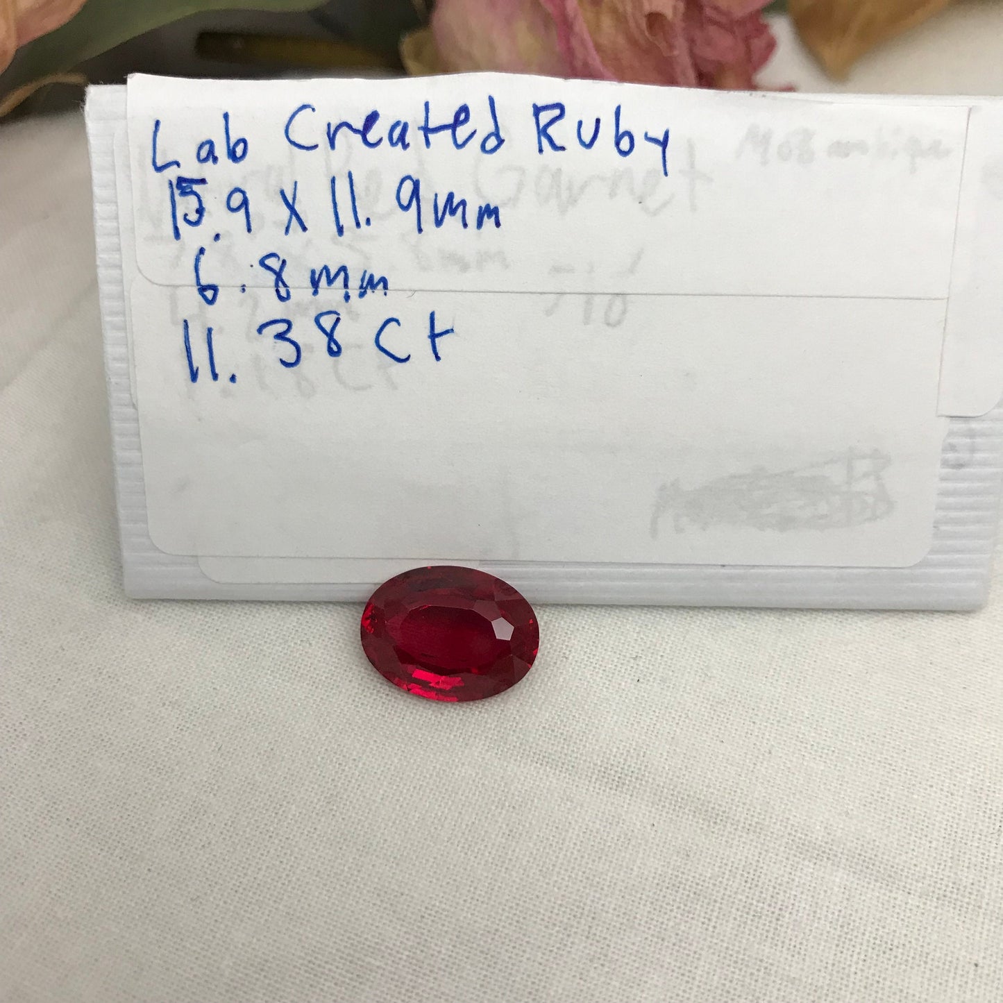 16x12mm Lab Ruby 11.38 Ct Oval Cut Loose Synthetic Ruby, Faceted July Birthstone