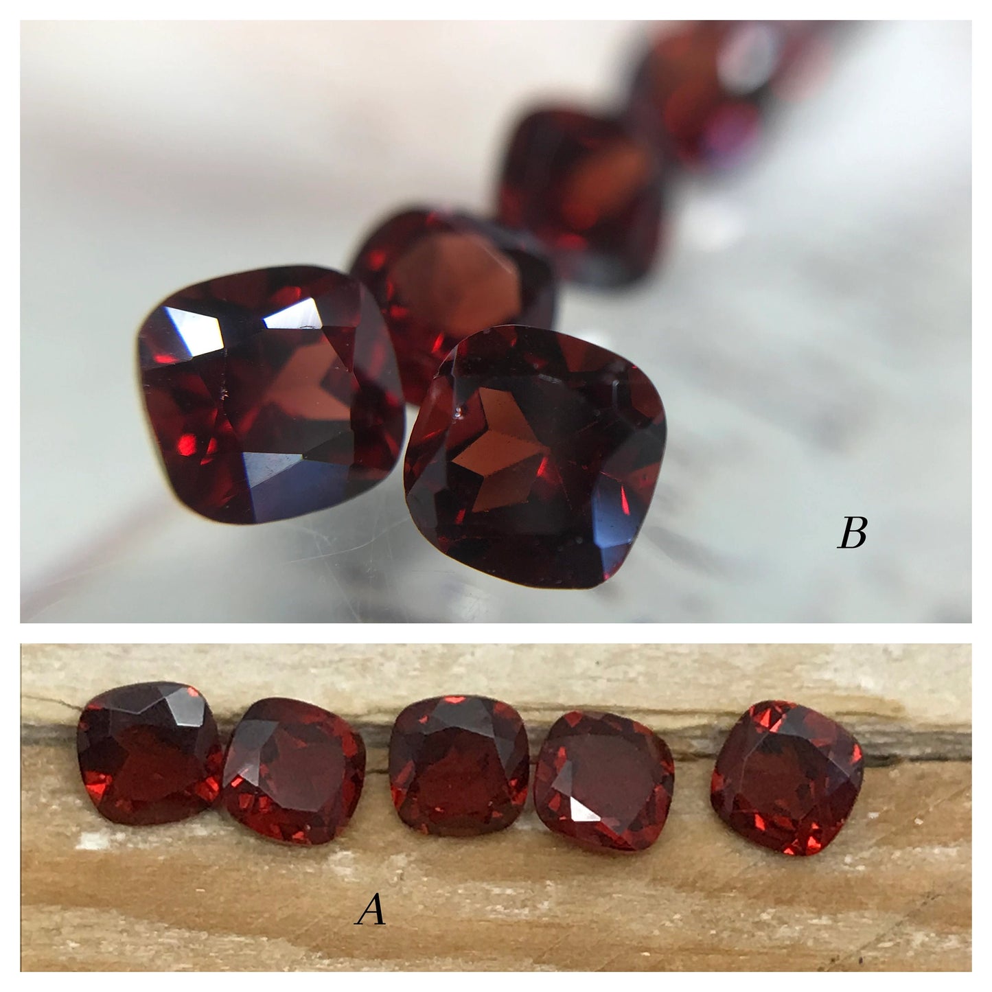One Garnet 5mm Cushion Cut Faceted Loose Stones Unmounted Gemstone Red Flowing Gems Approx 0.75ct Garnet