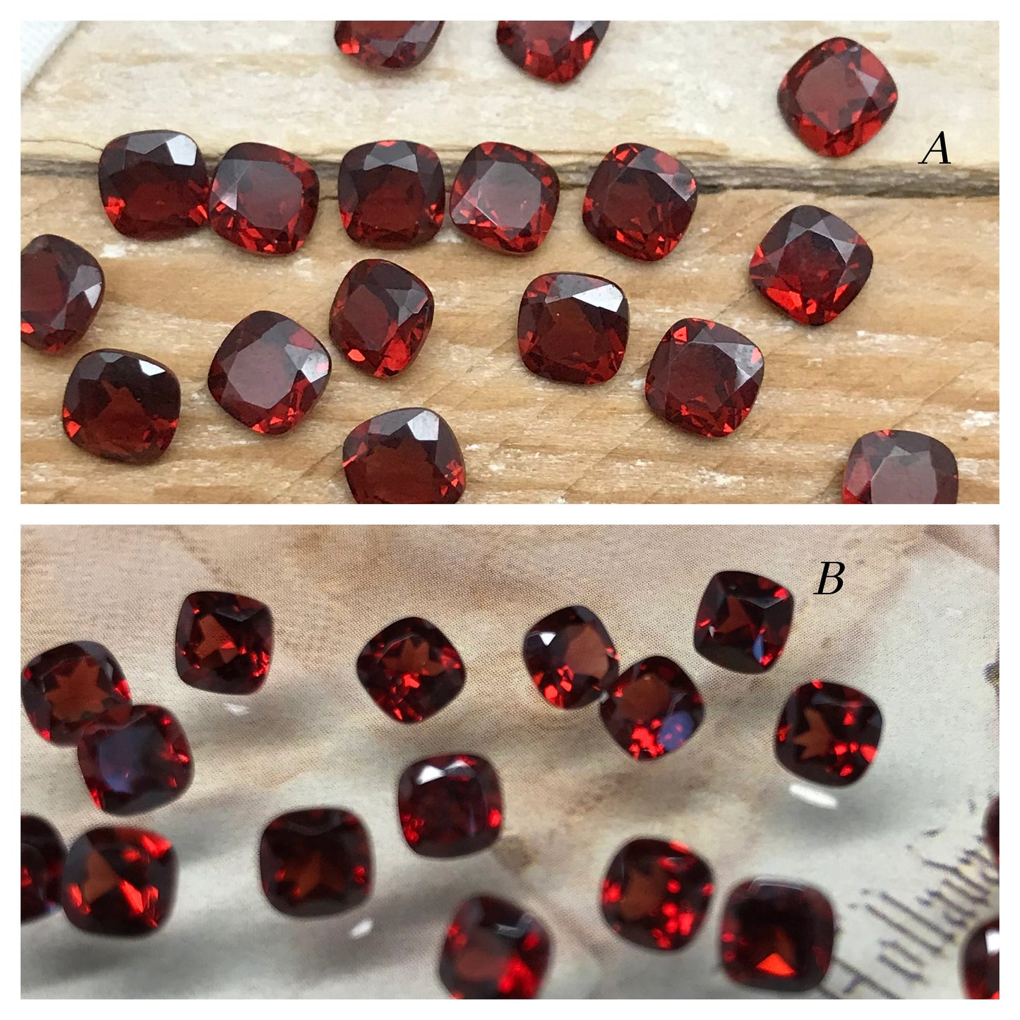 One Garnet 5mm Cushion Cut Faceted Loose Stones Unmounted Gemstone Red Flowing Gems Approx 0.75ct Garnet