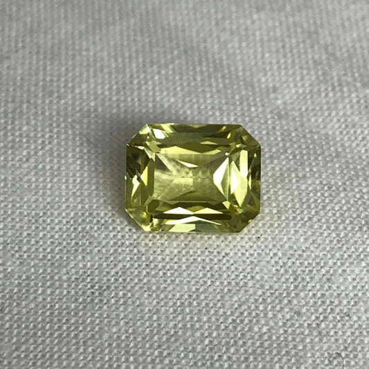 10x8mm Yellow Lab Sapphire Rectangle Octagon Cut 4 Carat Gem Loose Gemstone, Faceted Recycled Lab Created Corundum