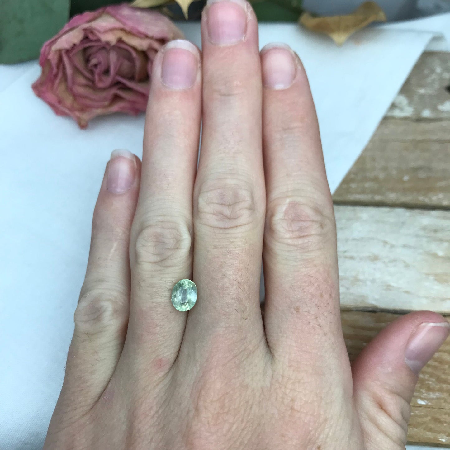 1.79 Carat Green Sapphire 7.25x6.13mm Oval Cut, Unheated Faceted Loose Natural Sapphire, Madagascar