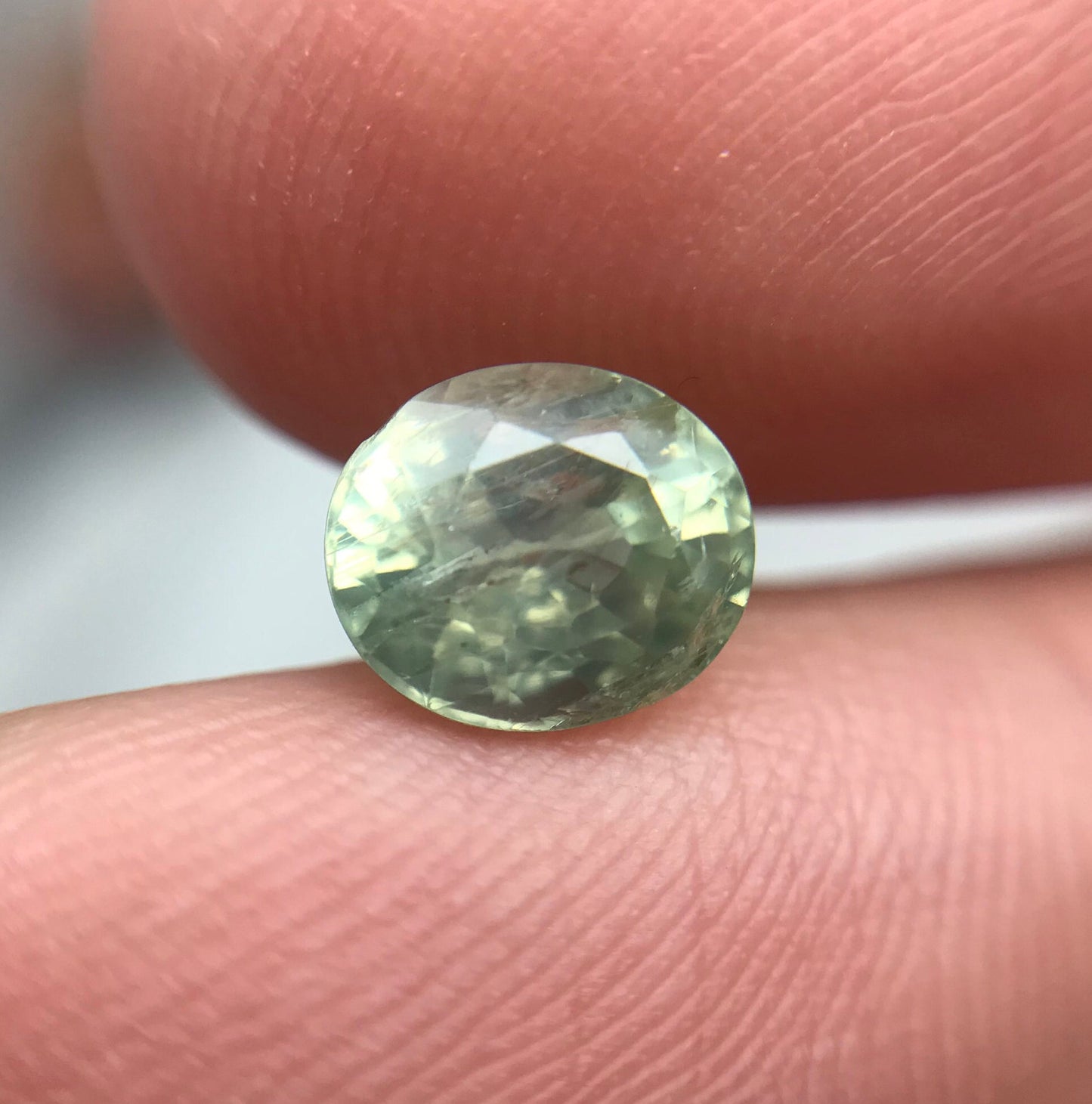 1.79 Carat Green Sapphire 7.25x6.13mm Oval Cut, Unheated Faceted Loose Natural Sapphire, Madagascar