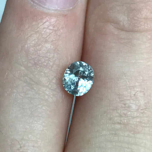 0.89 Carat Light Bluish Green Sapphire 5.4x4.7mm Oval Cut, Unheated Faceted Loose Natural Sapphire, Madagascar