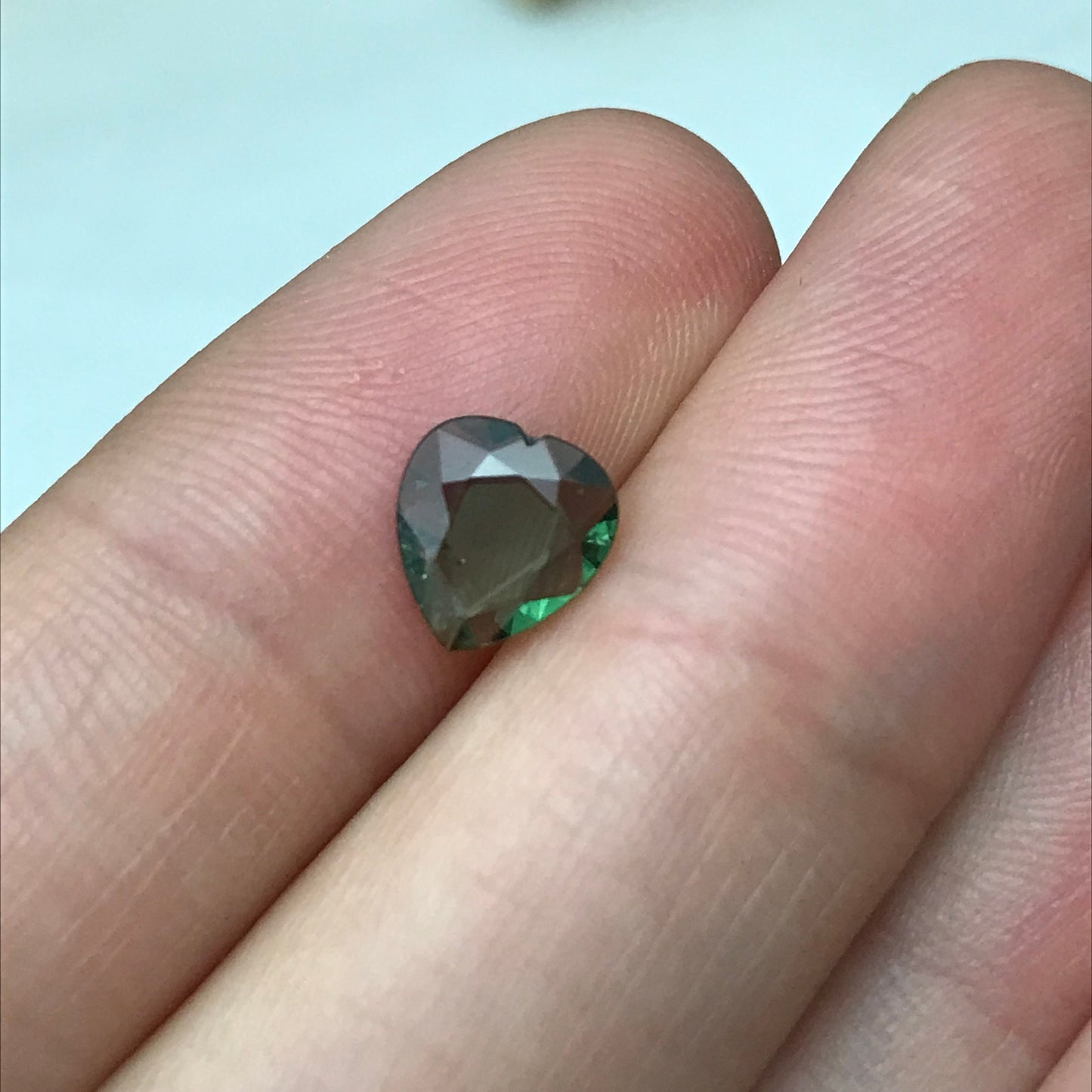 1 Ct Natural Green Sapphire 7.7x7mm, Heart Tab Cut Gem, Faceted Loose Gemstone, Heated Sapphire