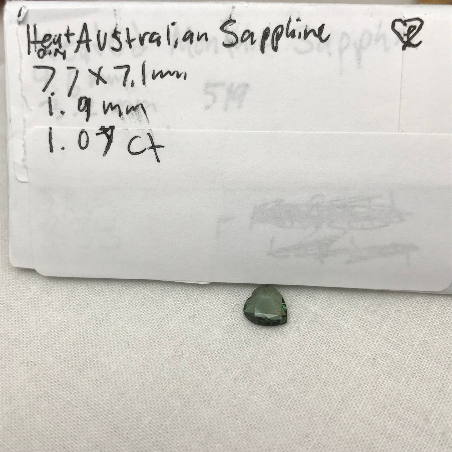 1 Ct Natural Green Sapphire 7.7x7mm, Heart Tab Cut Gem, Faceted Loose Gemstone, Heated Sapphire