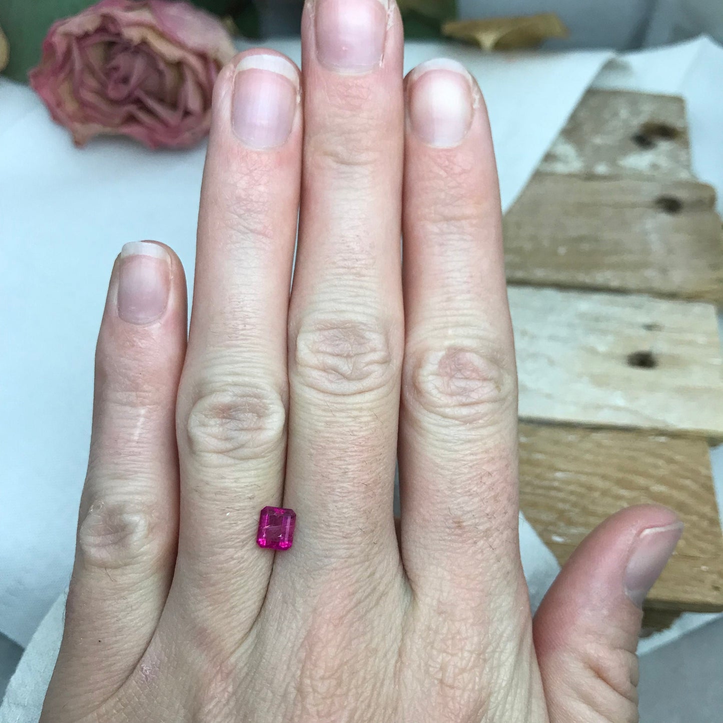 0.61 Carat Natural Red Beryl 5.75x5mm Emerald Cut, Wah Wah Utah Red Beryl, Bixbite
