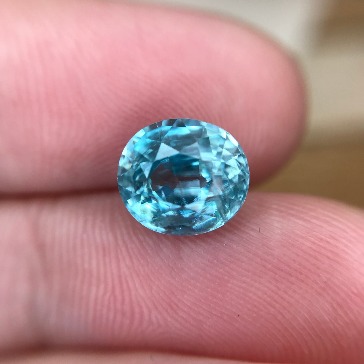 Light Blue Zircon 3.31 carat Oval cut Loose 8.3x7.4mm Included Gemstone For Jewelry Design Greenish Blue Zircon December Birthstone Natural