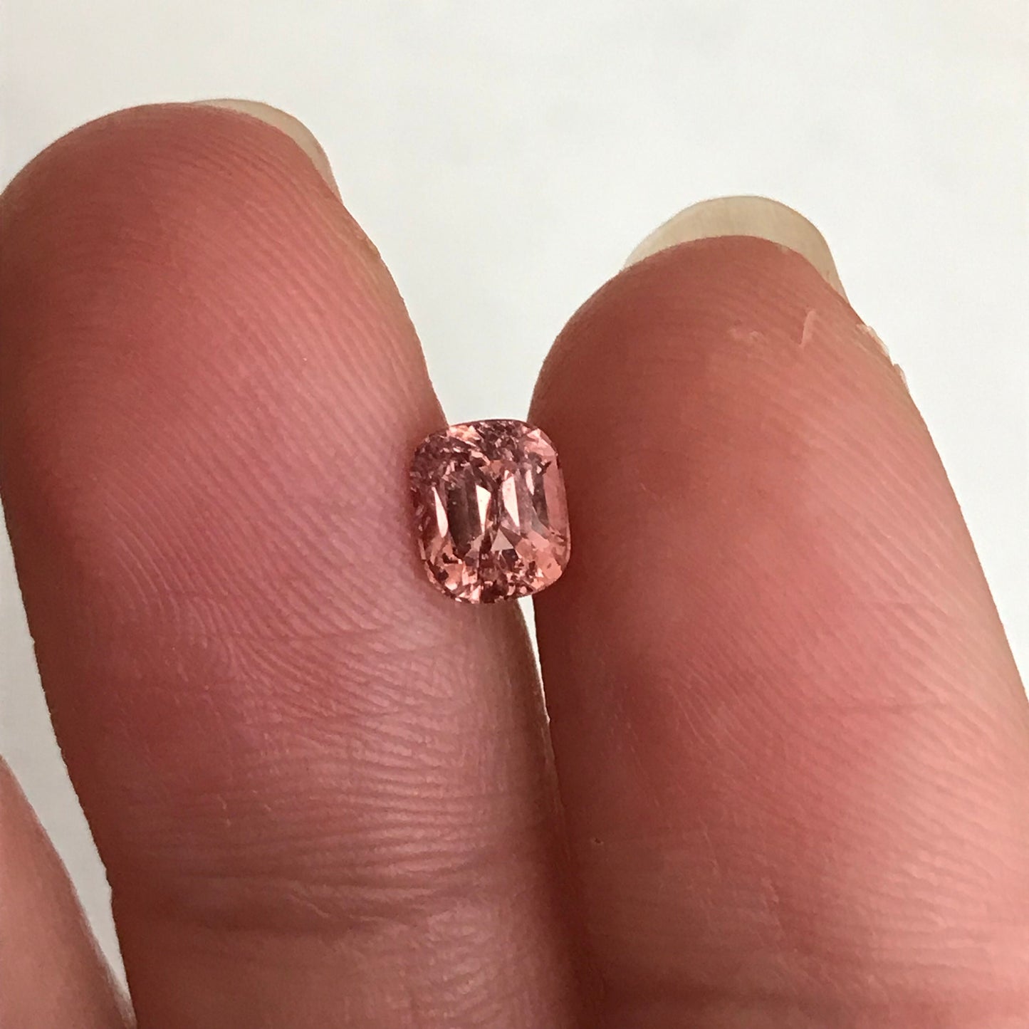 0.89 Ct Natural Peach Cushion Cut, Faceted Loose Gemstone, Orangey Pink Stone