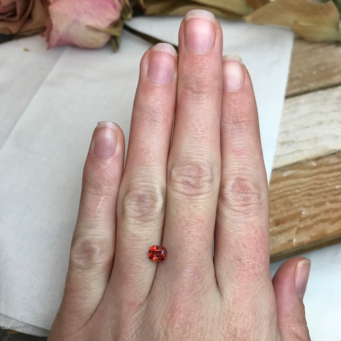 0.70 Ct Natural Orange Spinel Cushion Cut, Faceted Loose Gemstone, 5.5x4.5mm