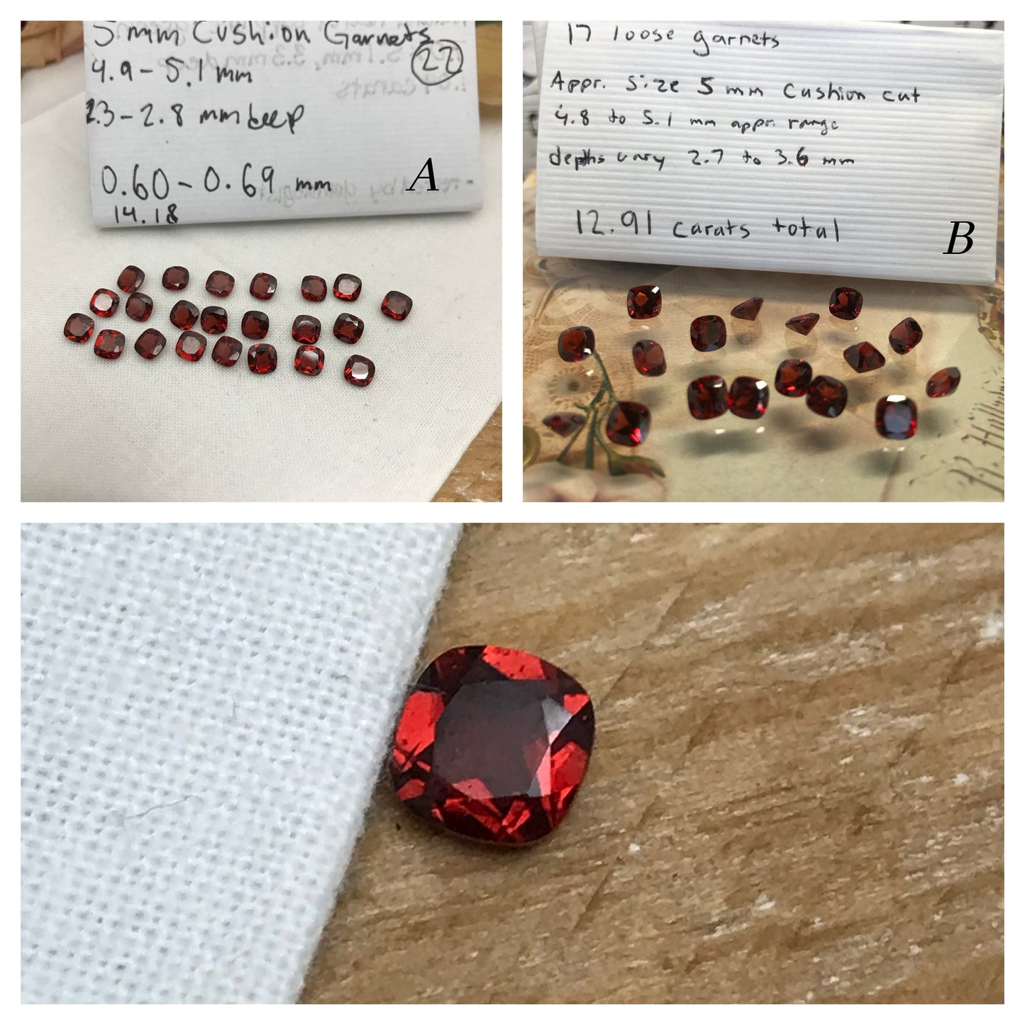 One Garnet 5mm Cushion Cut Faceted Loose Stones Unmounted Gemstone Red Flowing Gems Approx 0.75ct Garnet