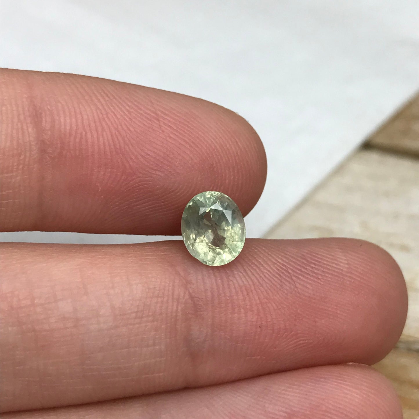 1.79 Carat Green Sapphire 7.25x6.13mm Oval Cut, Unheated Faceted Loose Natural Sapphire, Madagascar