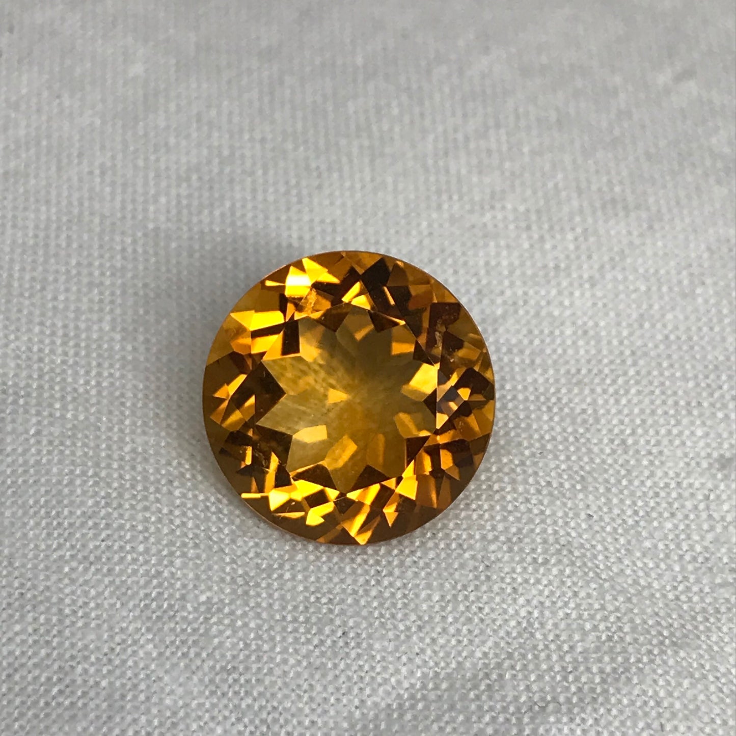 14mm Golden Citrine 8.35 Carat Round Cut, Faceted Loose Gemstone
