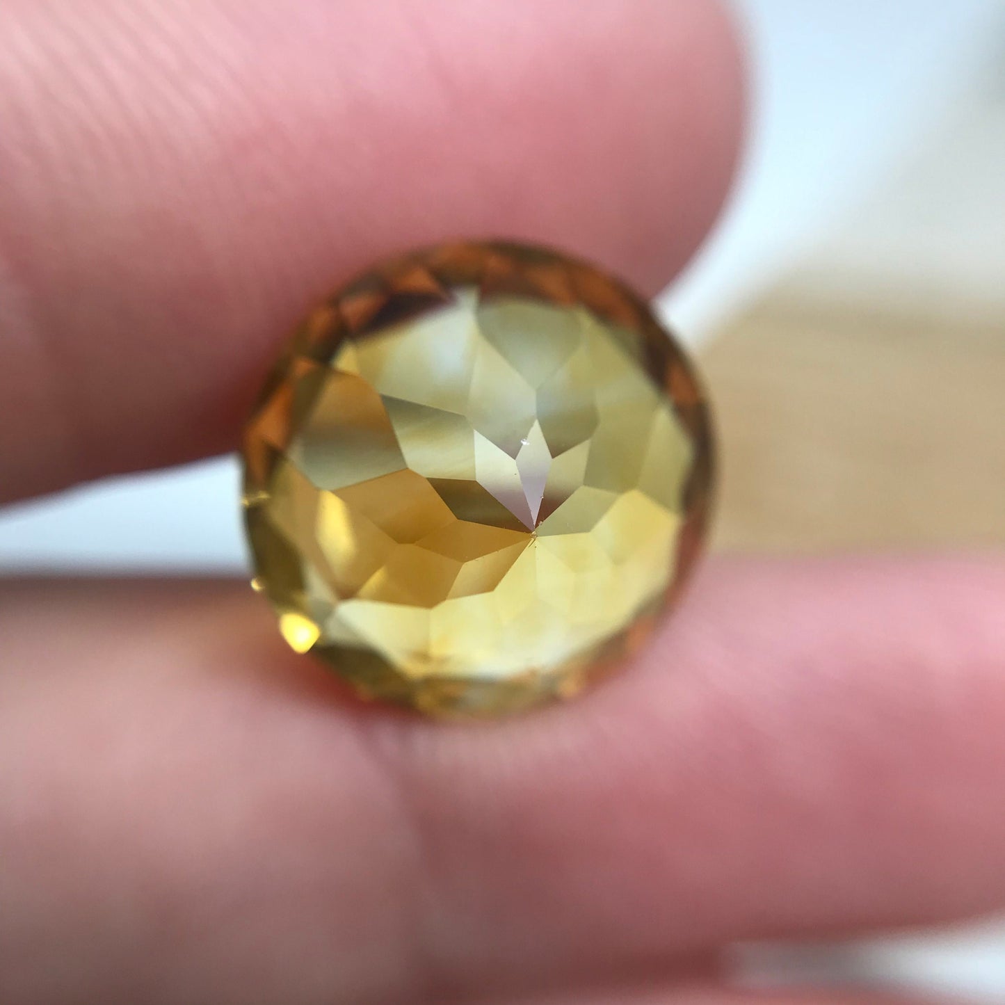 14mm Golden Citrine 8.35 Carat Round Cut, Faceted Loose Gemstone
