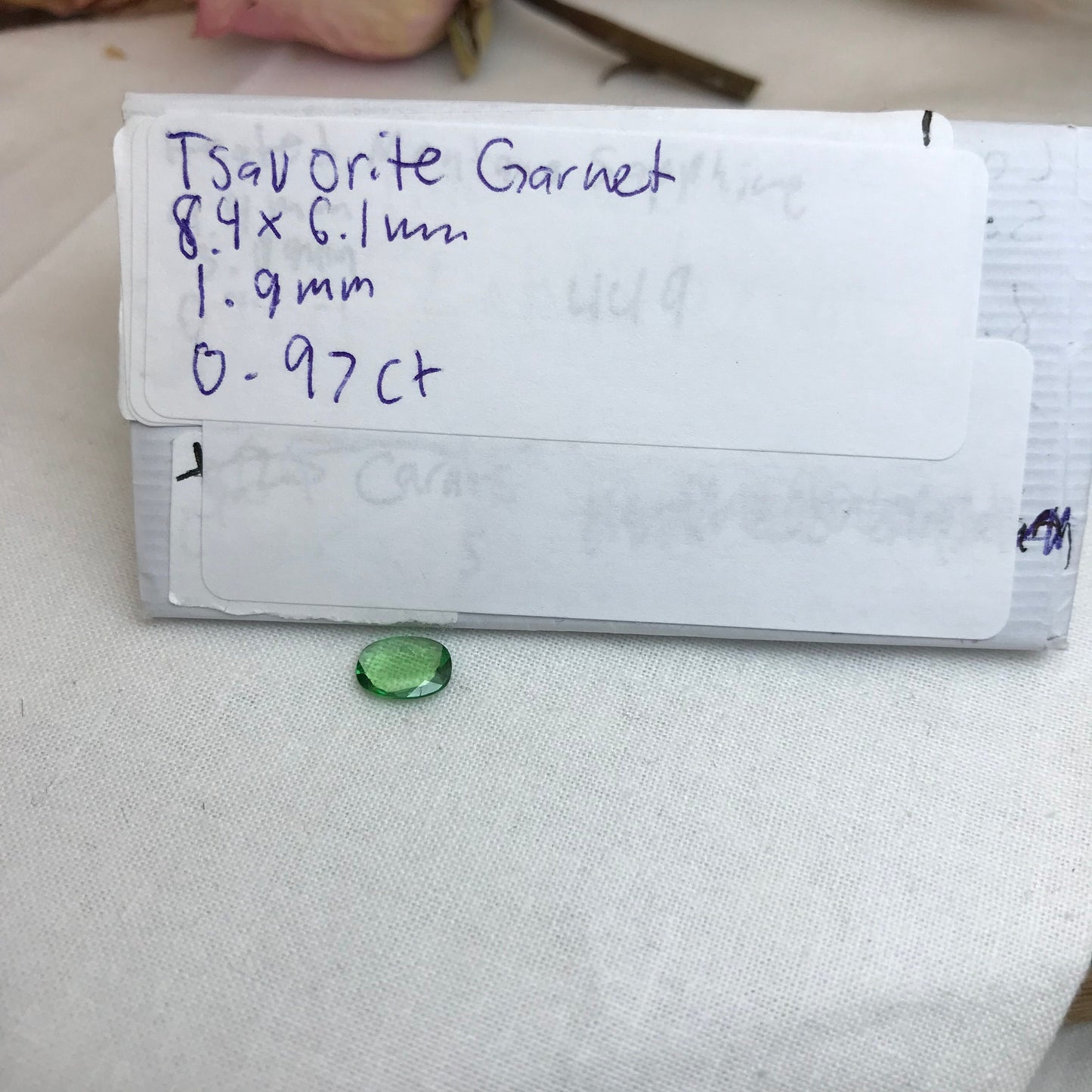 0.97 carat Natural Green Tsavorite Garnet 8.5x6mm Faceted Oval Loose Gem Green Garnet, Shallow cut