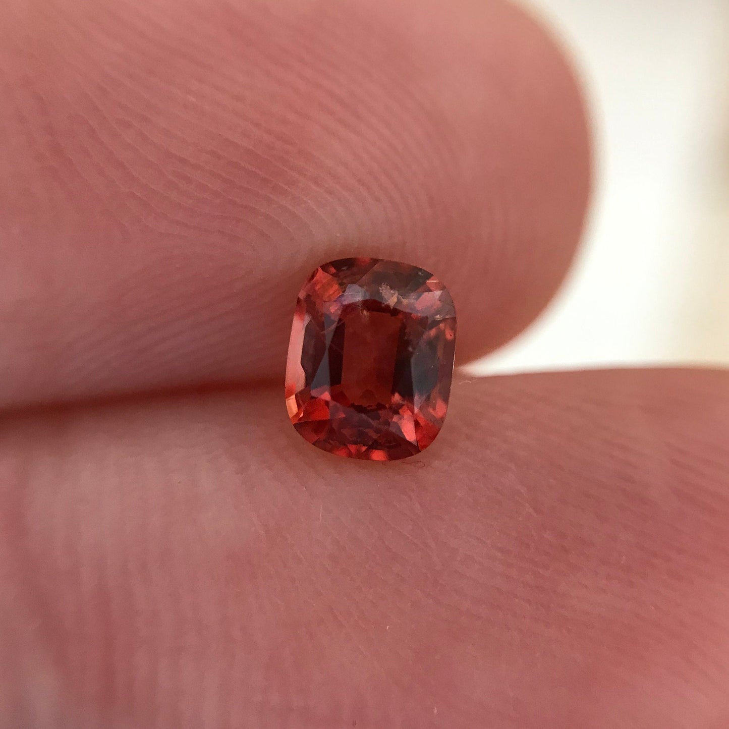0.70 Ct Natural Orange Spinel Cushion Cut, Faceted Loose Gemstone, 5.5x4.5mm