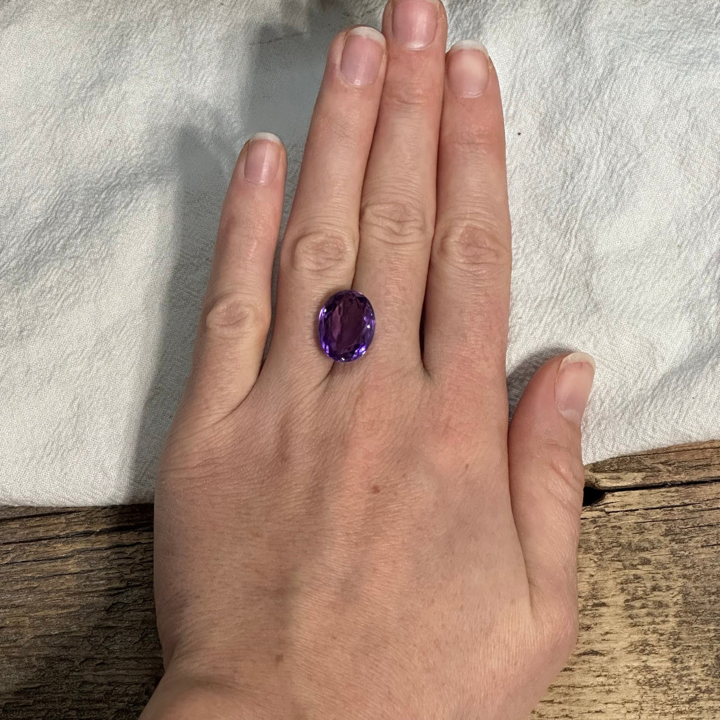 12x16mm Purple Lab Amethyst 10.72 carat, Oval Loose Gem Reclaimed/Recycled Lab Created Gemstone, Fine Scratches